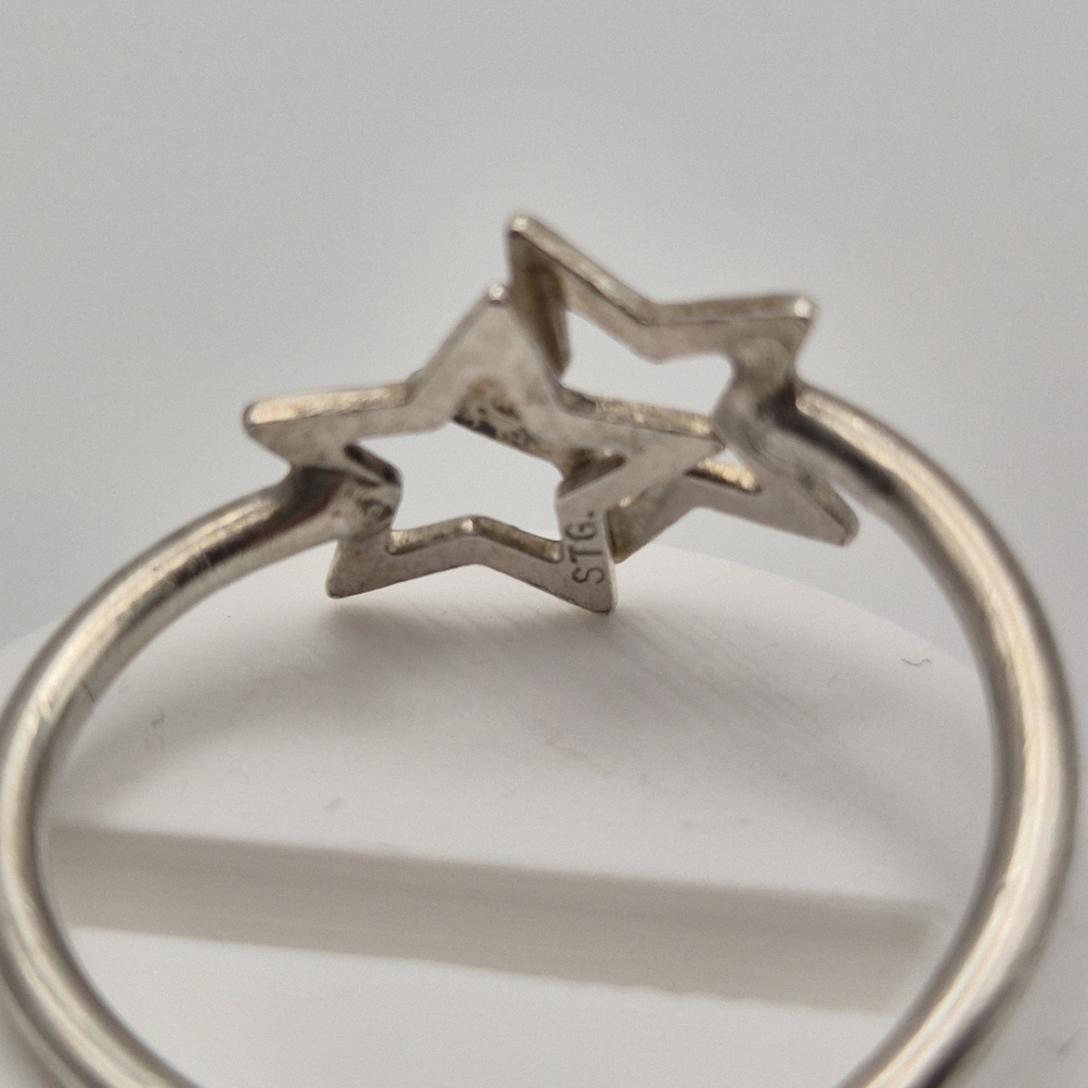 Sterling Silver Double Star Ring - Celestial Boho… - image 6